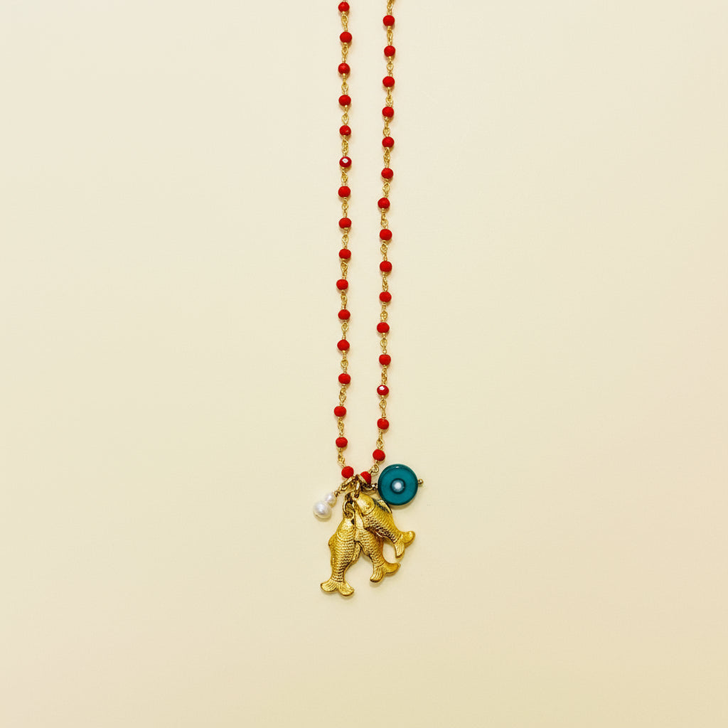 Womenmart Lucky Koi Necklace Red Spinel
