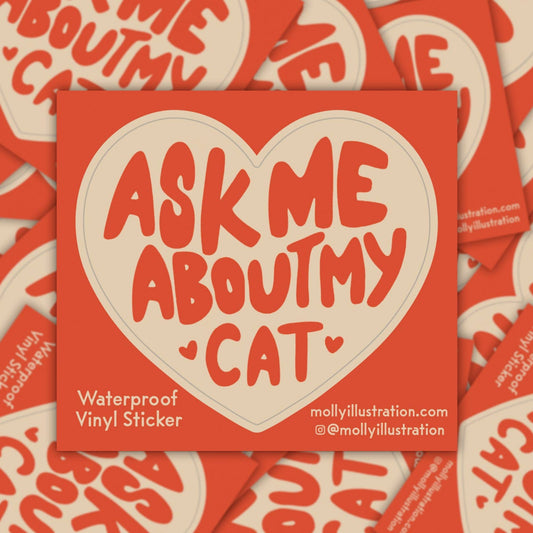 Womenmart Ask Me About My Cat Waterproof Vinyl Sticker