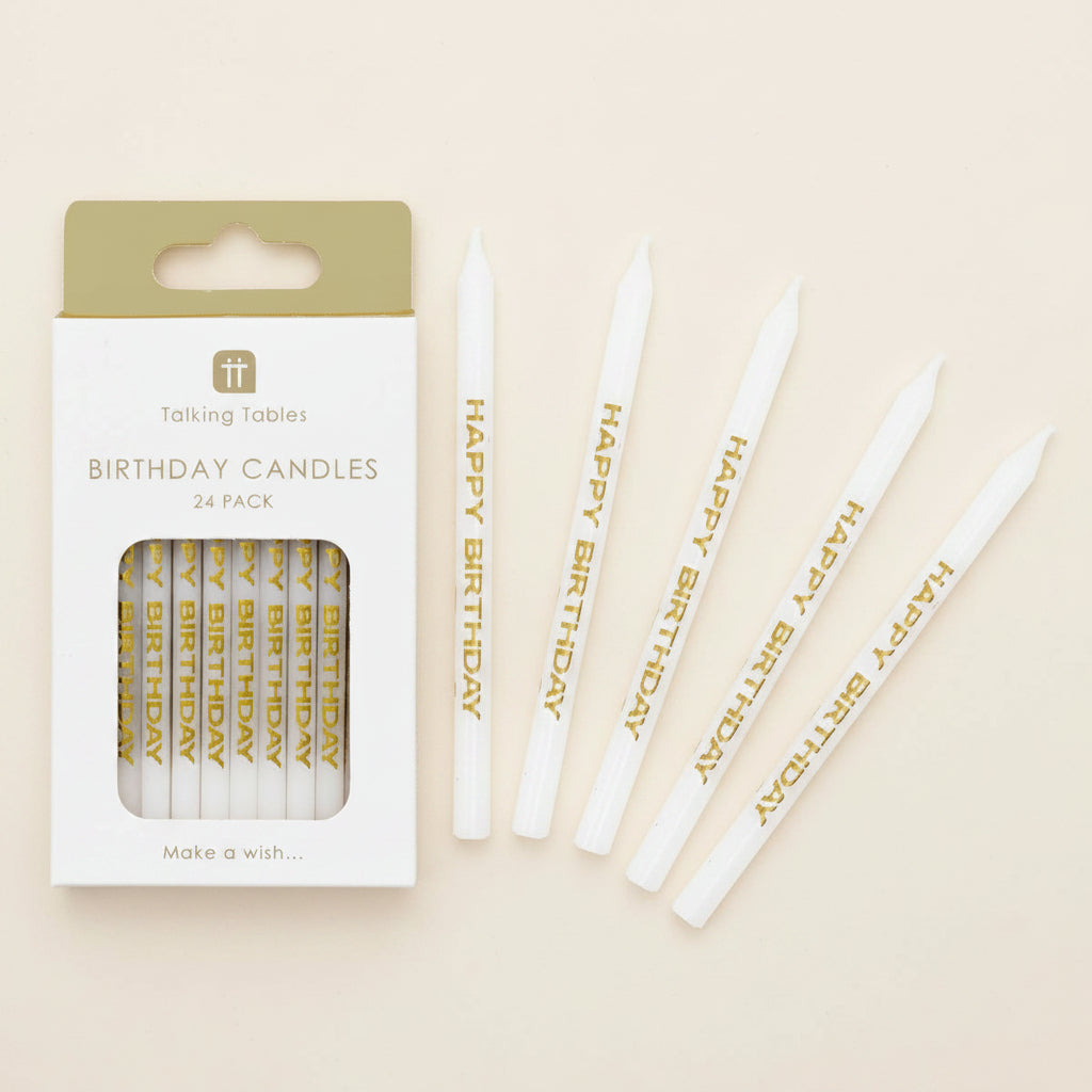 Womenmart White and Gold Birthday Candles