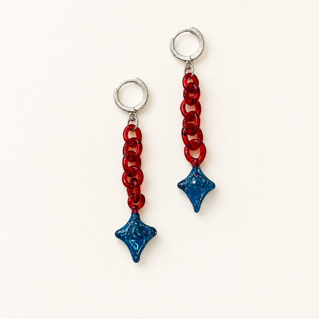 Womenmart Star Chain Earrings Blue