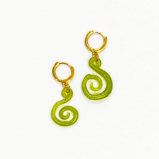Womenmart Mini Spiral Earrings Green