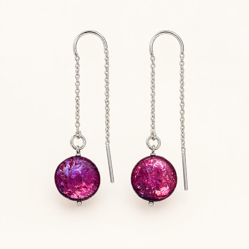 Womenmart Fuchsia Pearl Threader Earrings