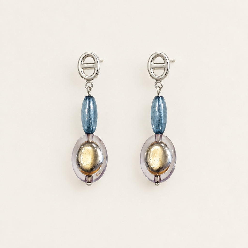 Womenmart Silver Foil Lucite Earrings