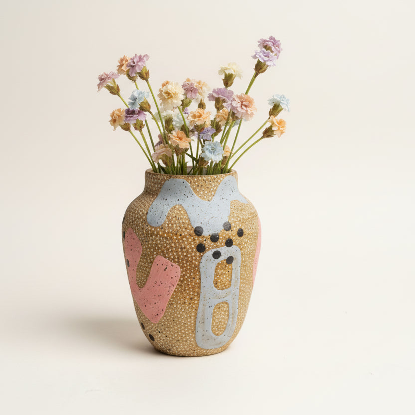 Womenmart Grey and Pink Shapes Vase view 2