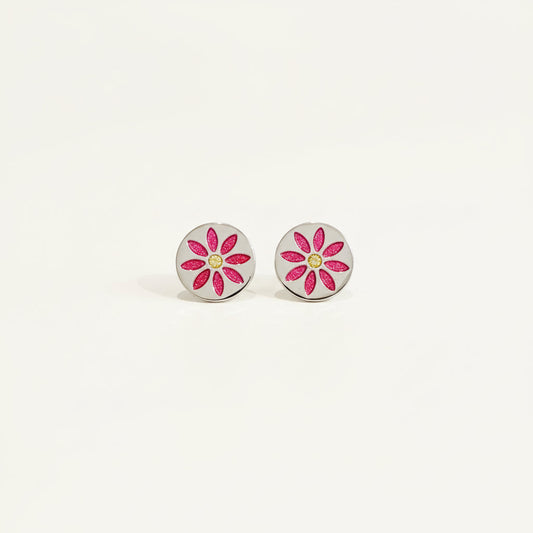 Womenmart Hand Painted Vintage Tack Studs Pink Daisy