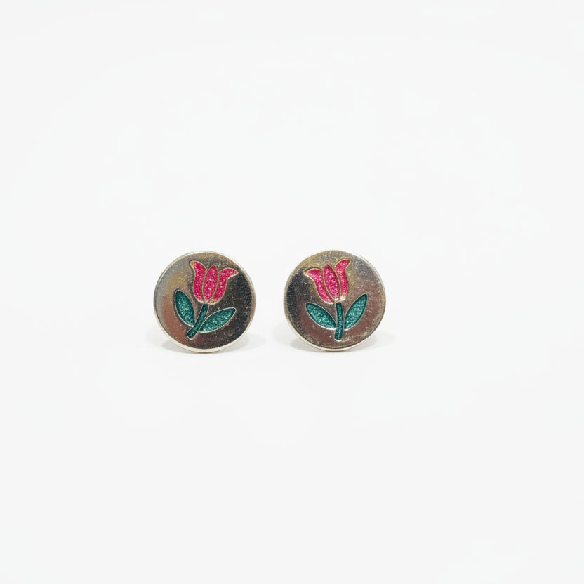 Womenmart Hand Painted Vintage Tack Studs Tulip