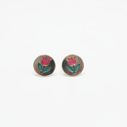 Womenmart Hand Painted Vintage Tack Studs Tulip