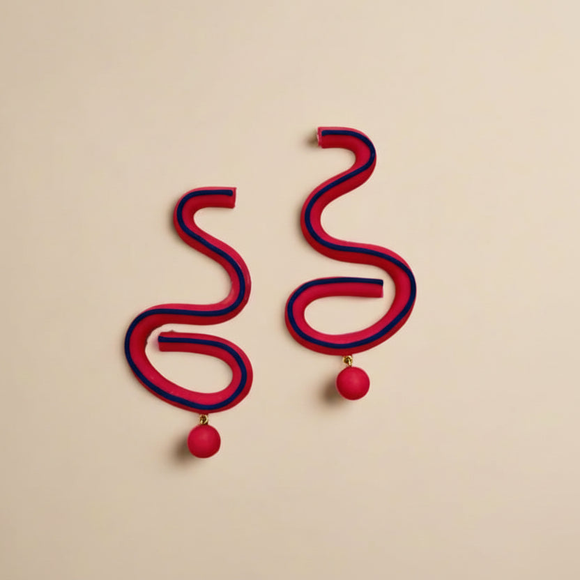 Womenmart Hot Pink Squiggle Earrings