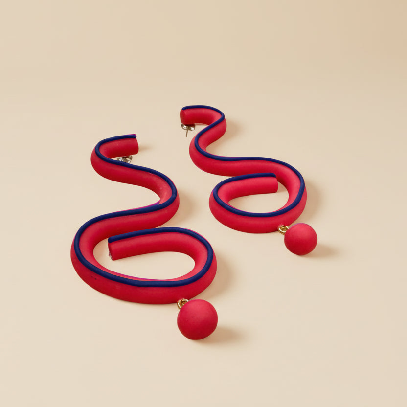 Womenmart Hot Pink Squiggle Earrings view 2