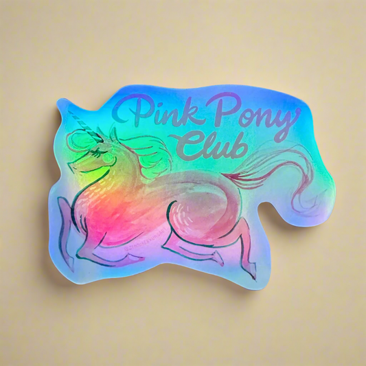 Womenmart Holographic Pink Pony Club Sticker