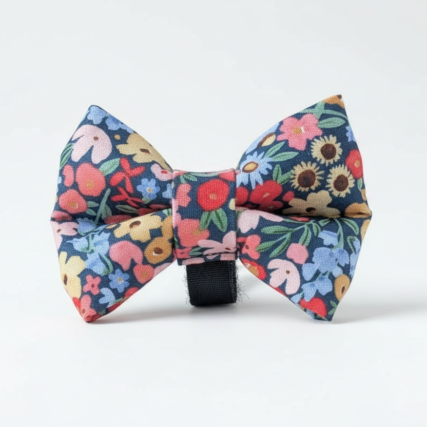 Womenmart Dark Floral Dog Bowtie