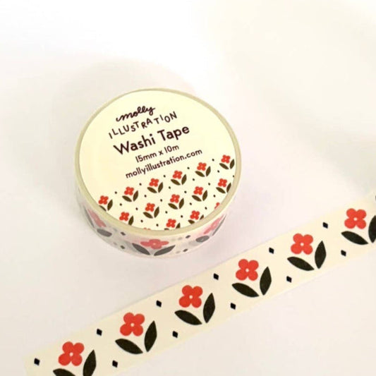 Womenmart Red Floral Decorative Washi Tape