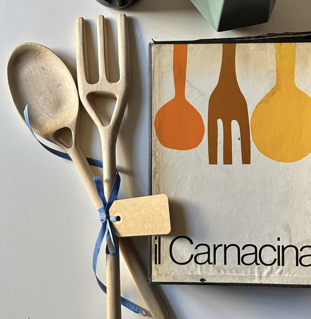 Womenmart Boxcar Pasta Spoon and Fork Set Maple