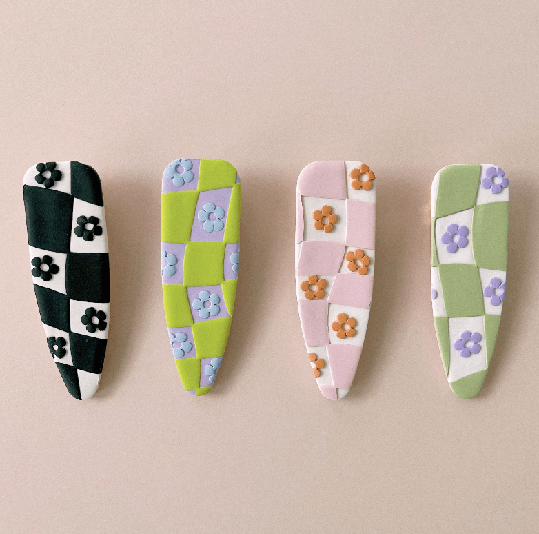 Womenmart Checker Flower Hair Clip