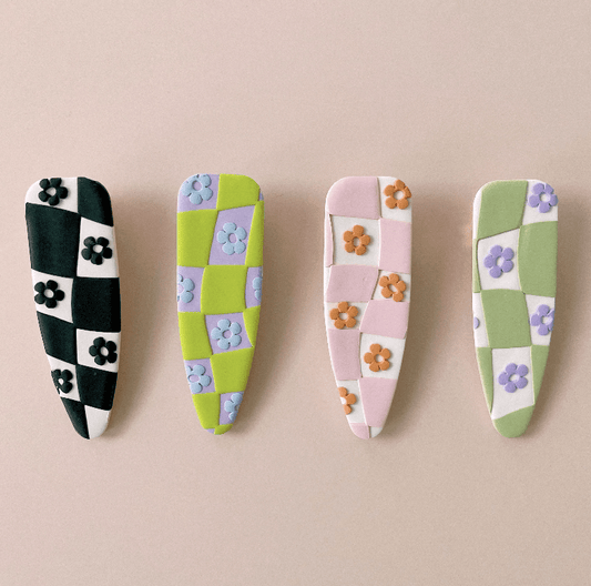 Womenmart Checker Flower Hair Clip
