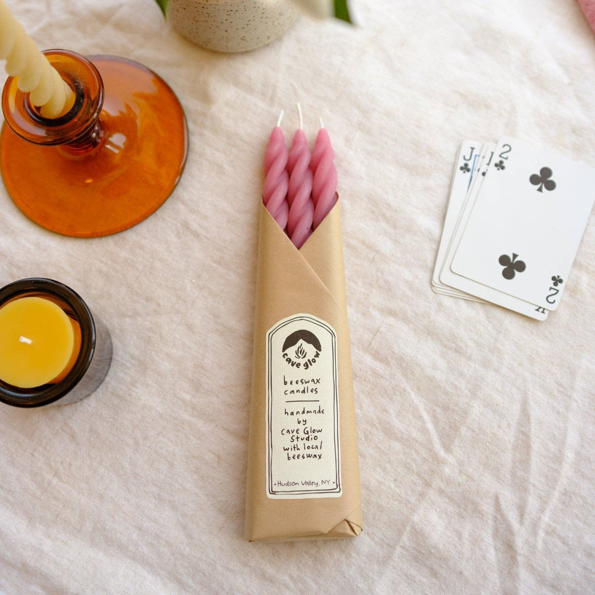 Womenmart Cherry Beeswax Spiral Taper Candle Set view 3