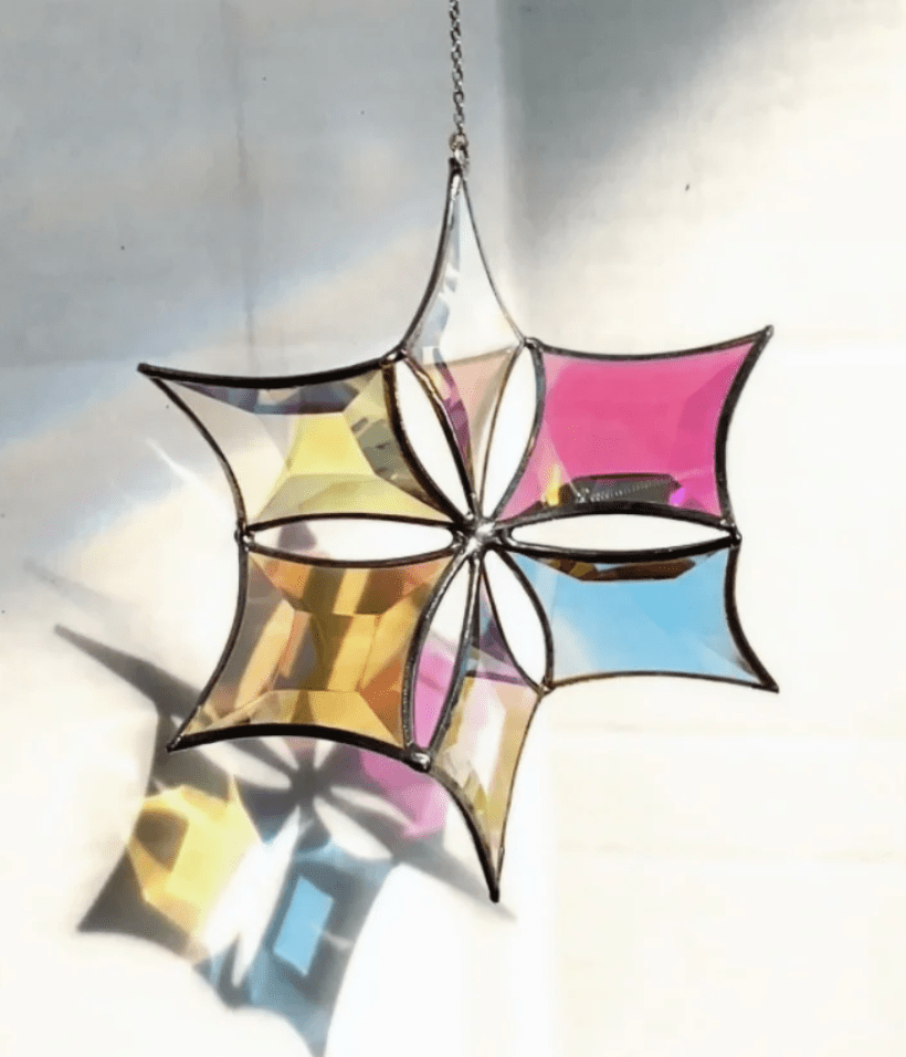 Womenmart Dichroic Beveled Glass Star Sun Catcher