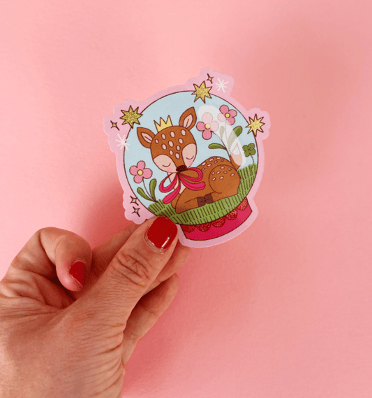 Womenmart Fawn Globe Glitter Sticker