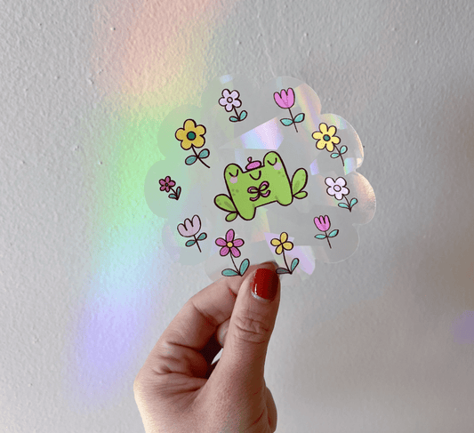 Womenmart Frog and Flower Prismatic Sticker