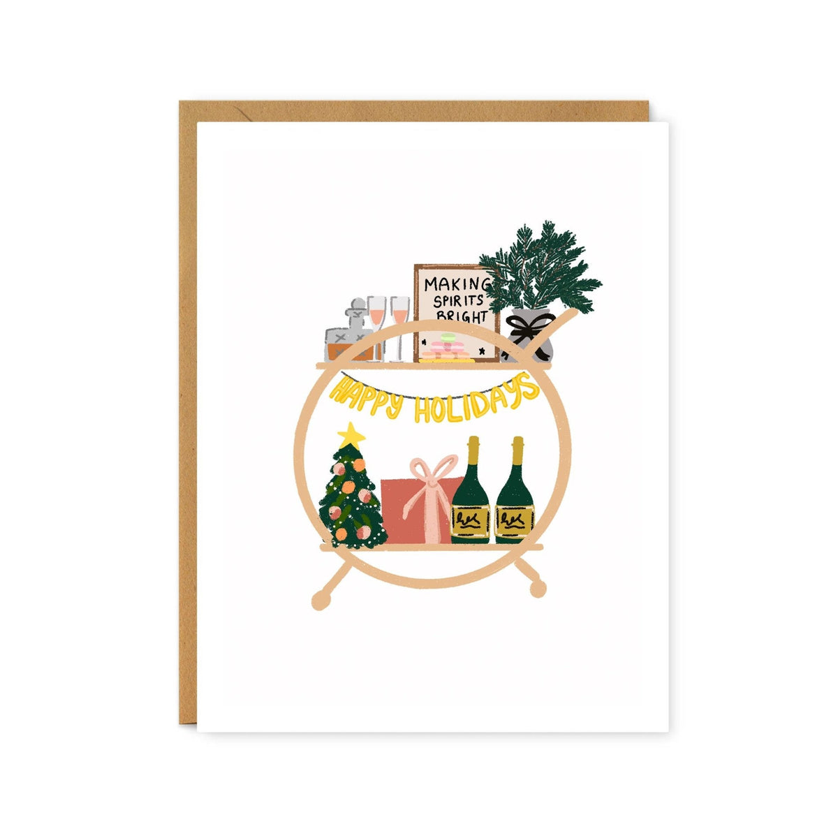 Womenmart Happy Holidays Bar Cart Card