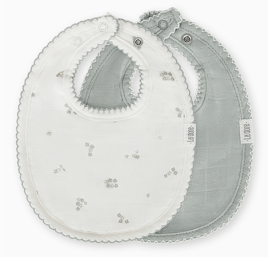 Womenmart Muslin Bib Set Sage Mini Flower