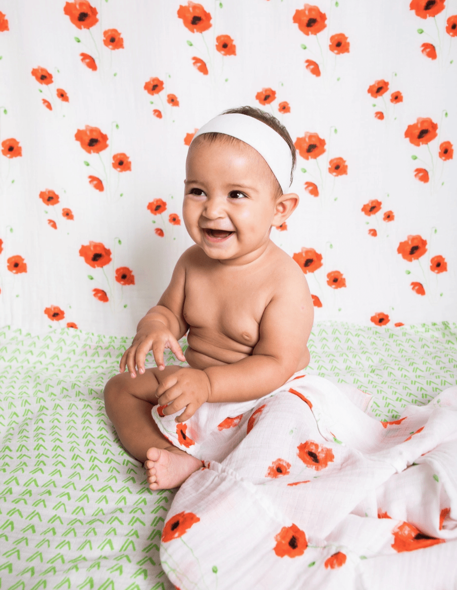 Womenmart Poppy Fields Organic Cotton Muslin Swaddle Set