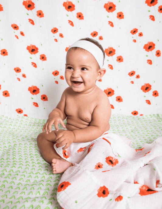 Womenmart Poppy Fields Organic Cotton Muslin Swaddle Set