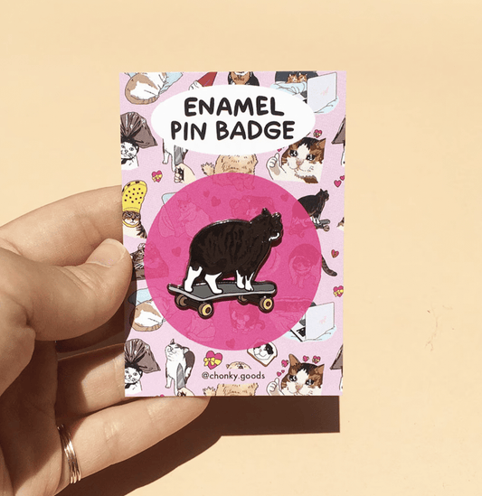 Womenmart Skateboard Cat Bye Meme Enamel Pin