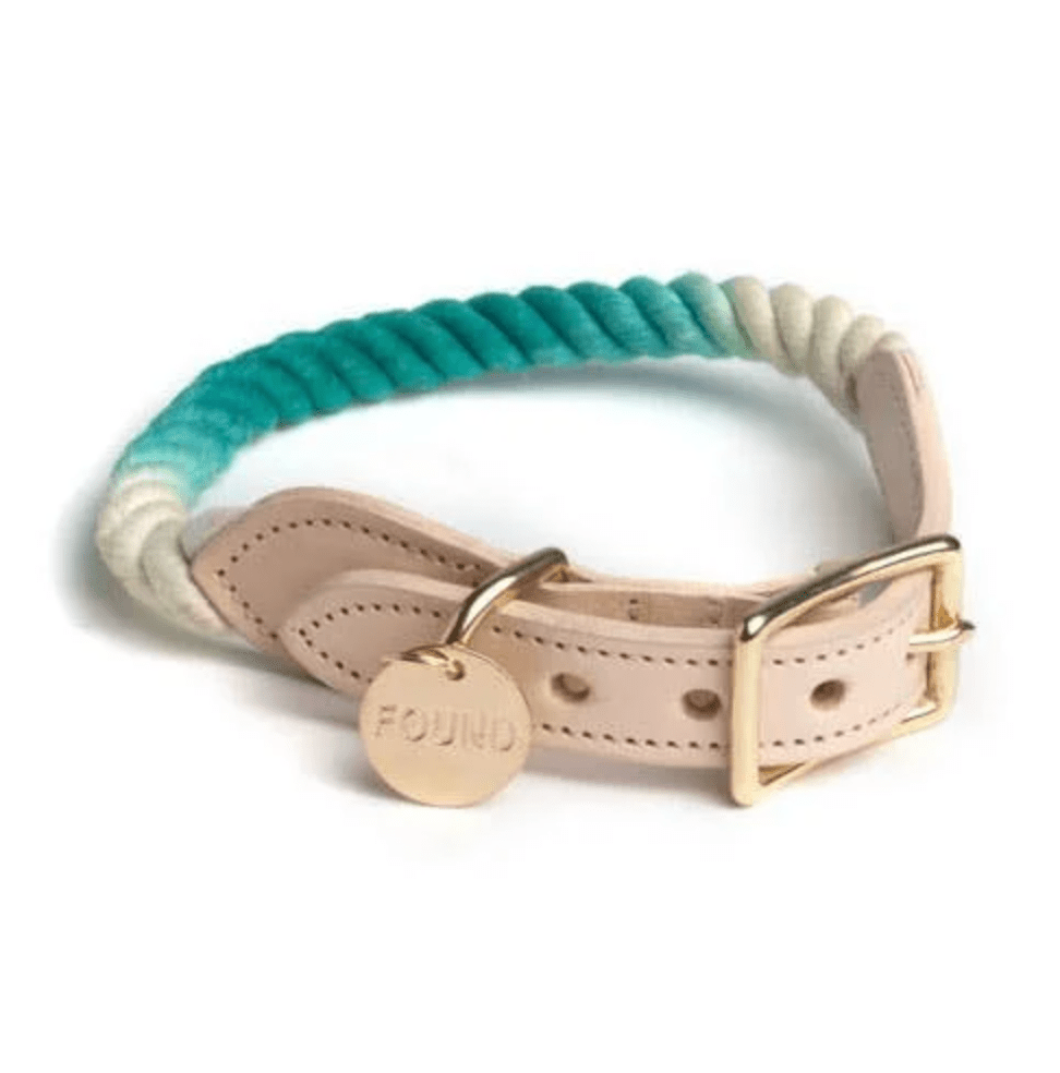 Womenmart Teal Ombre Cotton Rope Pet Collar