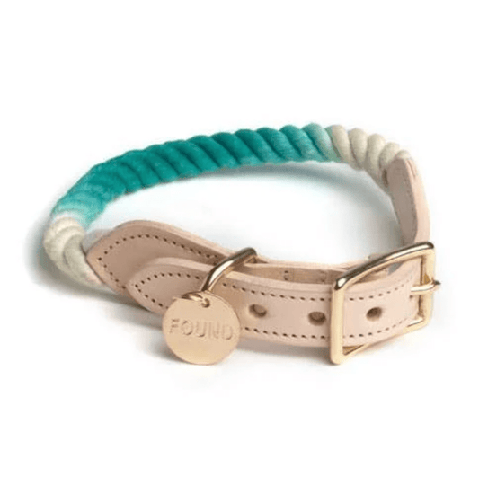 Womenmart Teal Ombre Cotton Rope Pet Collar
