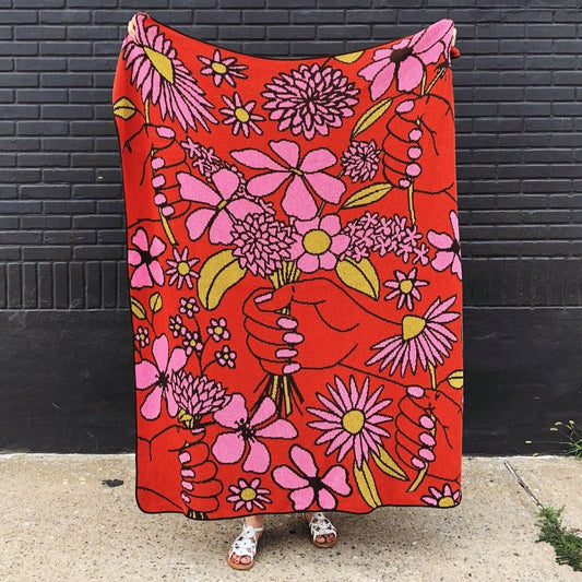 Womenmart Thinking Of You Flower Knit Throw Blanket