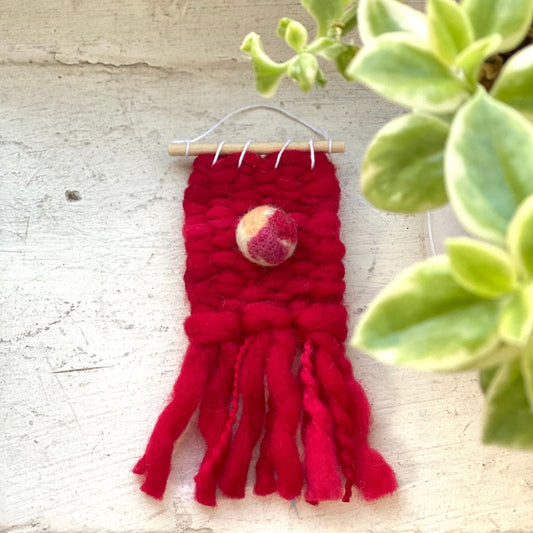 Womenmart Tiny Pom Weaving in Bold Red