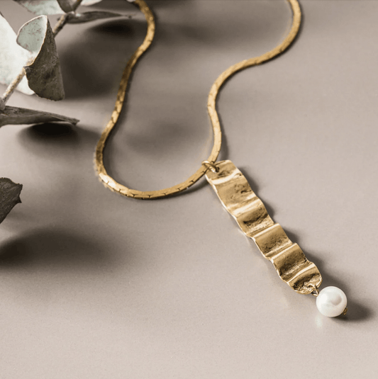 Womenmart Wave and Pearl Pendant Necklace