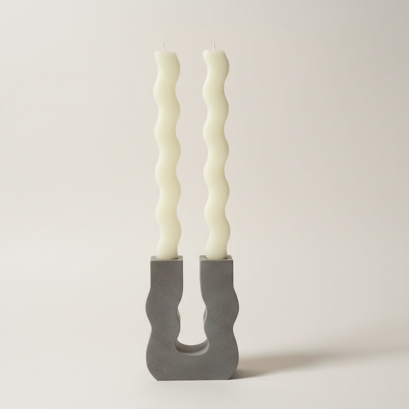 Womenmart Wavy Beeswax Candlestick Set